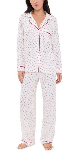Eberjey Eberjey Gisele Printed Pajama Set Mini Bow Ivory/Holly Red