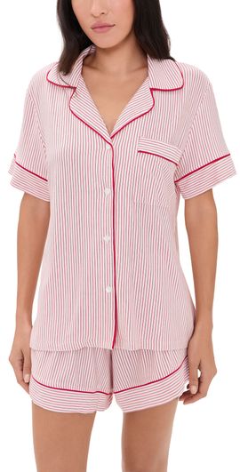 Eberjey Eberjey Gisele Printed Short Pajama Set DUO STRIPE HOLLYRED/HOLLYRED