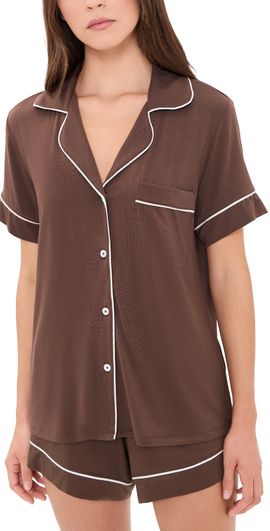 Eberjey Eberjey Gisele Relaxed Shorts Pajama Set Chocolate/Ivory