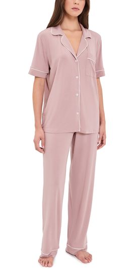Eberjey Eberjey Gisele Short Sleeve and Pants Pajama Set Woodrose/Ivory