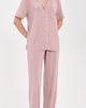 Eberjey Eberjey Gisele Short Sleeve and Pants Pajama Set Woodrose/Ivory - 2
