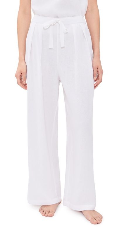 Eberjey Eberjey Linen Blend Relaxed Pants White