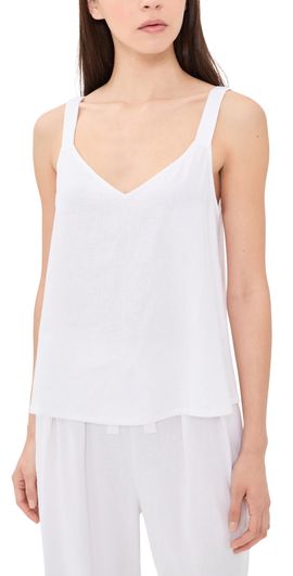 Eberjey Eberjey Linen Blend V Neck Cami White