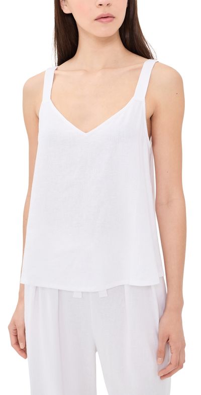 Eberjey Eberjey Linen Blend V Neck Cami White