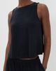 Eberjey Eberjey Linen Knit Boat Neck Crop Tank Black - 2