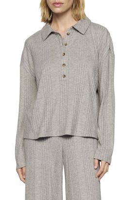Eberjey Eberjey Variegated Rib Long Sleeve Polo