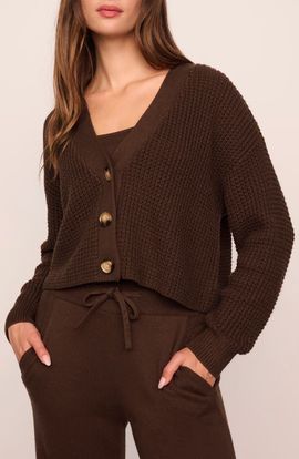 Eberjey Eberjey Waffle Knit Crop Cardigan