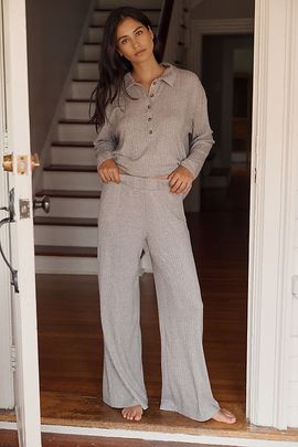 Eberjey Variegated Rib Wide-Leg Pants