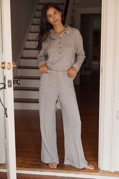 Eberjey Variegated Rib Wide-Leg Pants
