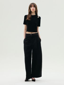E.B.M (Edition by Michaa) Cupro Stripe Wide Pants (EMP4WPT030)