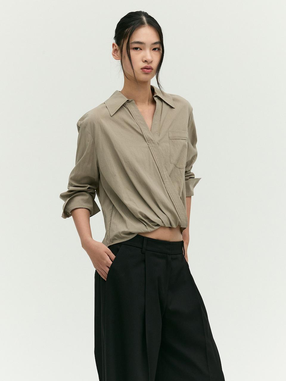 E.B.M (Edition by Michaa) Overfit Wrap Style Blouse (EMP2WBL010)
