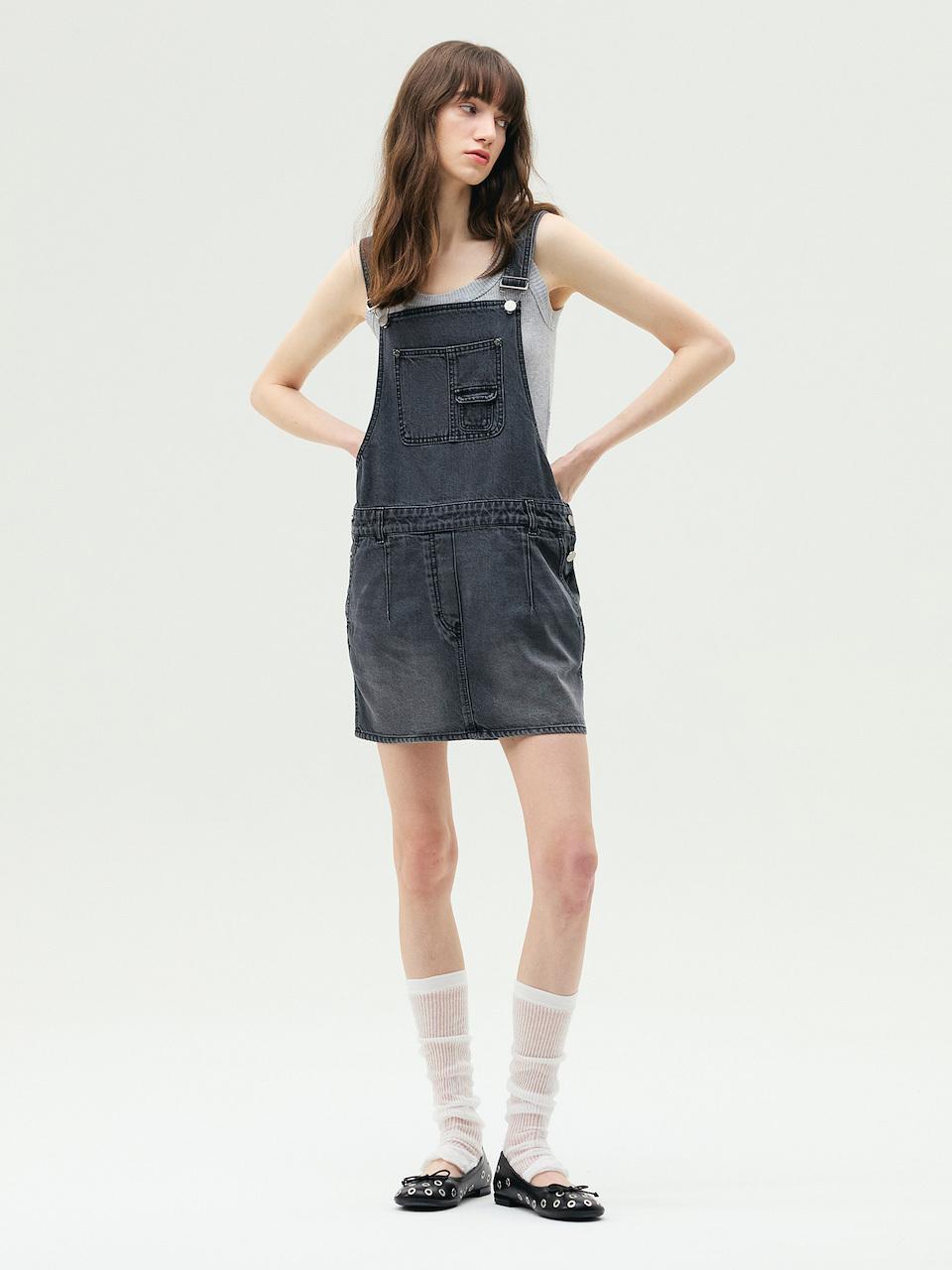 E.B.M (Edition by Michaa) Pocket Denim Overall Dress (EMP4DOP010)