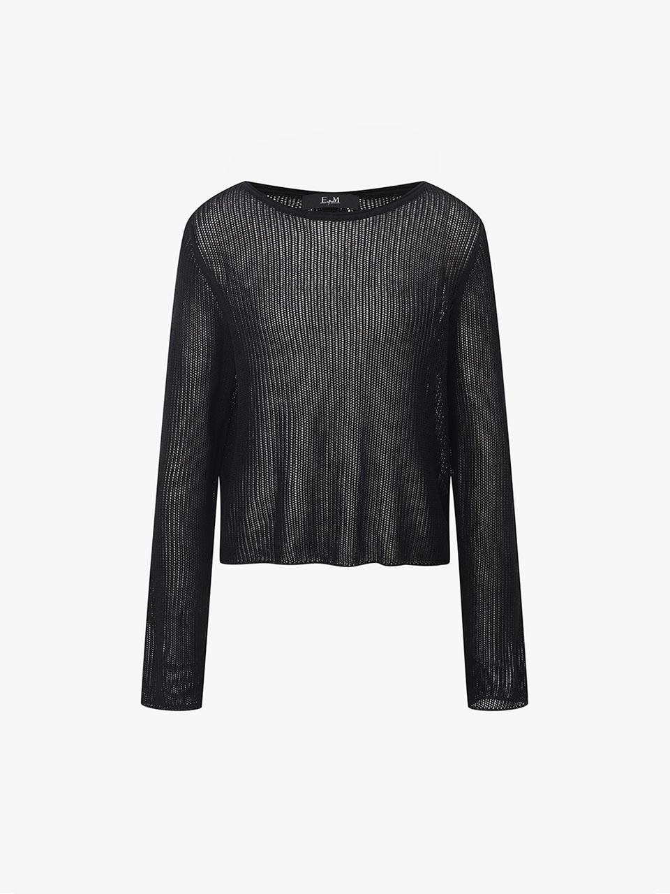 E.B.M (Edition by Michaa) Round Neck Crochet Knit Blouse (EMP5KPO220)