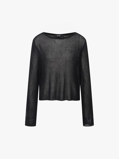 E.B.M (Edition by Michaa) Round Neck Crochet Knit Blouse (EMP5KPO220)