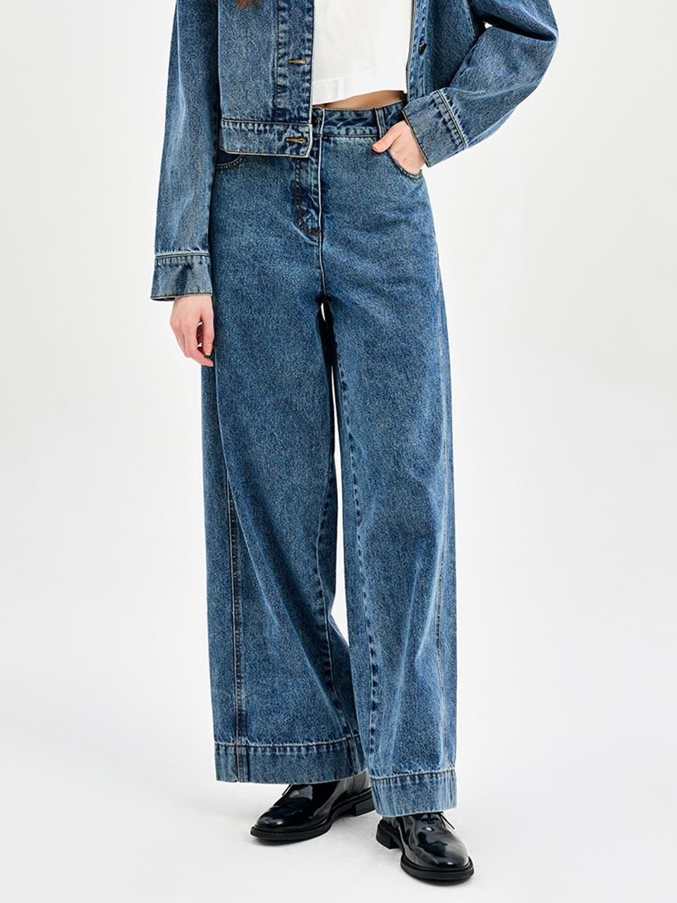 E.B.M (Edition by Michaa) Wide Fit Cotton Blend Denim Pants (EMO1DPT010)