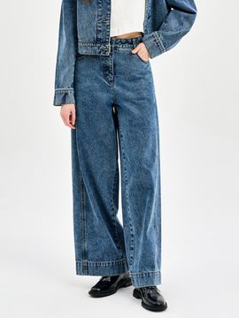 E.B.M (Edition by Michaa) Wide Fit Cotton Blend Denim Pants (EMO1DPT010)