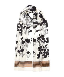 Echo Echo Scribble Floral Silk Oblong