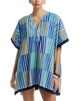 Echo Echo Stripe Illusion Caftan Swim Cover-Up