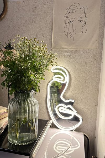 Echo Neon Echo Neon Face Neon Sign in White at Urban Outfitters
