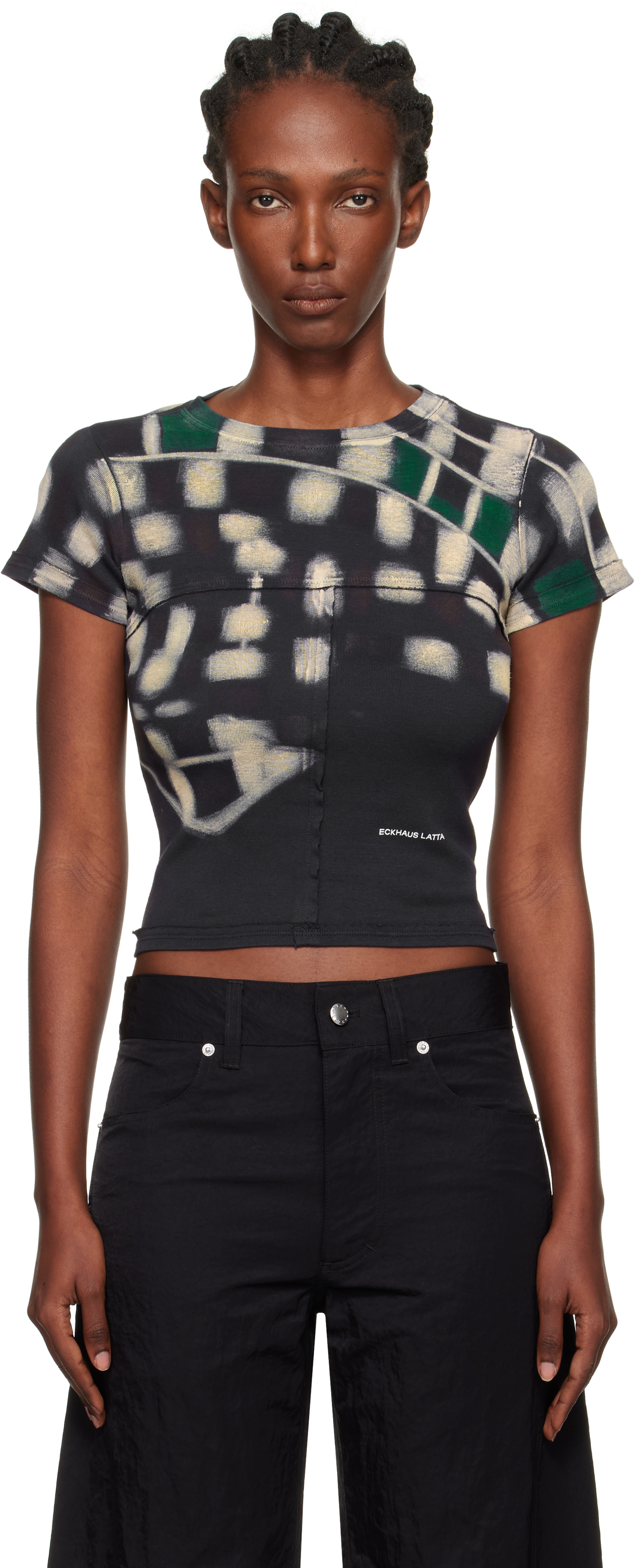 Eckhaus Latta - Black & Beige Lapped Baby T-shirt