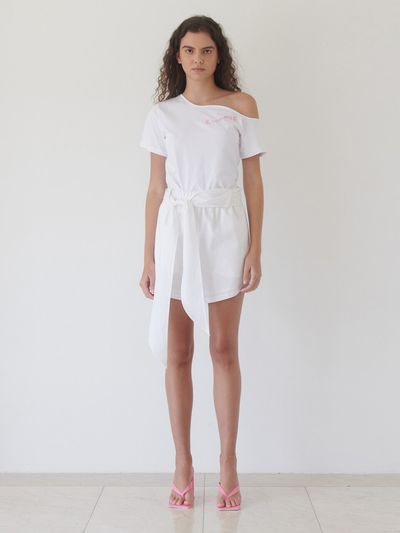 EcommaE Linen Scarf Short Pants_White