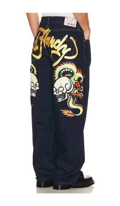 Ed Hardy Ed Hardy Dragons Selvage Baggy Denim Pants