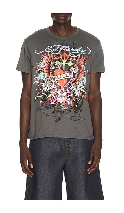 Ed Hardy Ed Hardy Love Kills Slowly Winged Skull Throwback Tee