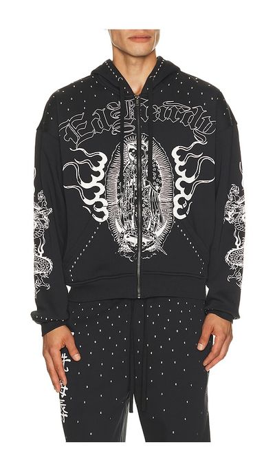 Ed Hardy Ed Hardy Mary Dragon Studded Boxy Zip Hoodie