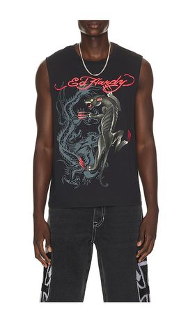 Ed Hardy Ed Hardy Panther Rose Cut Off Tee