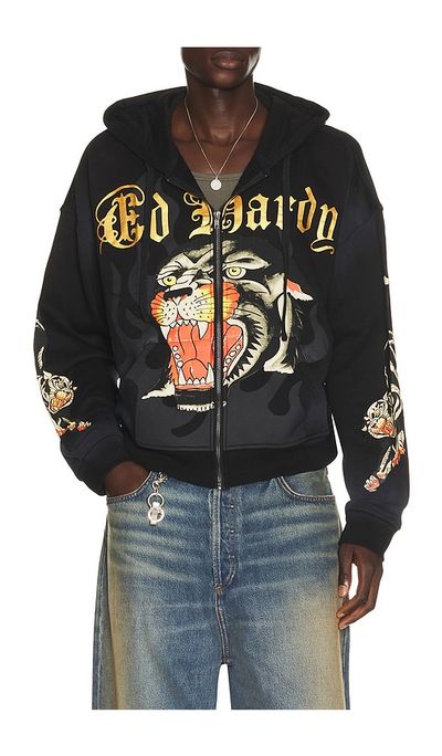 Ed Hardy Ed Hardy Panther Sunfade Boxy Zip Hoodie