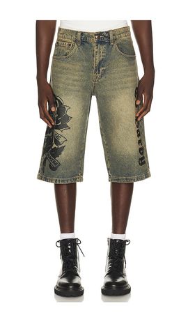 Ed Hardy Ed Hardy Spider Skulls Rhinestone Long Shorts