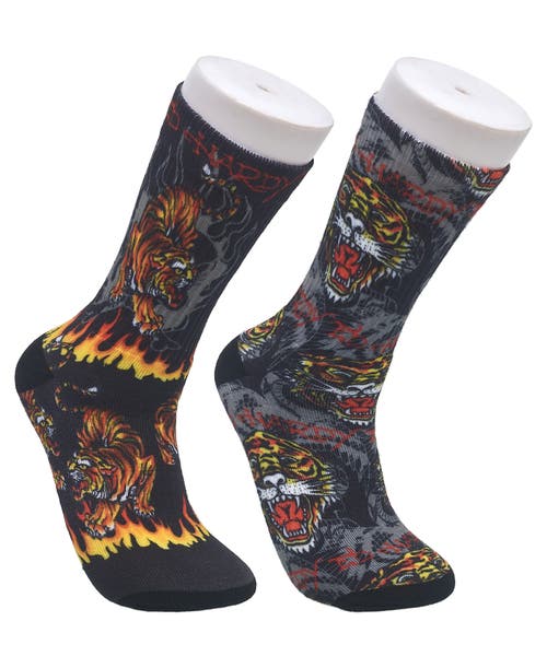 Ed Hardy Ed Hardy Tiger 360 Print Full Cushion Crew Sock 2-Pack