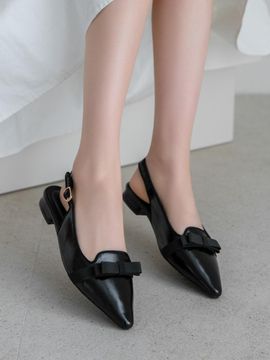 edel9 Fringe Ribbon Cushioned Slingback Shoes