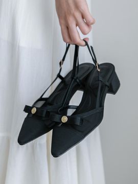 edel9 Ribbon Mesh Slingback 2cm/5cm Pumps [Marigold]