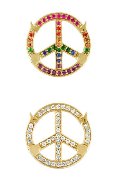 EDEN PRESLEY EDEN PRESLEY 14k Gold Rainbow Peace Charm 
