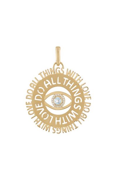EDEN PRESLEY EDEN PRESLEY Do All Things with Love Blue Topaz & Diamond Pendant