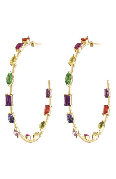 EDEN PRESLEY EDEN PRESLEY Large Goddess Rainbow Sapphire Hoop Earrings