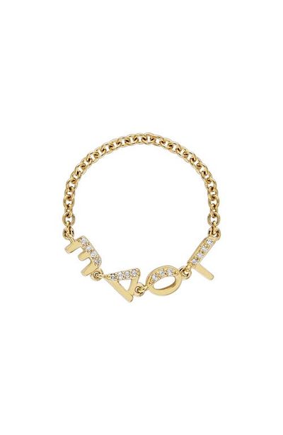 EDEN PRESLEY EDEN PRESLEY Love Pavé Diamond Tiny Letter Ring