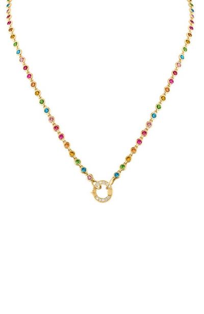 EDEN PRESLEY EDEN PRESLEY Rainbow Bezel & Pavé Diamond Open Pendant Necklace