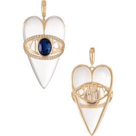 EDEN PRESLEY EDEN PRESLEY Stoned Heart 14k Gold Kyanite & Moonstone Diamond Pendant