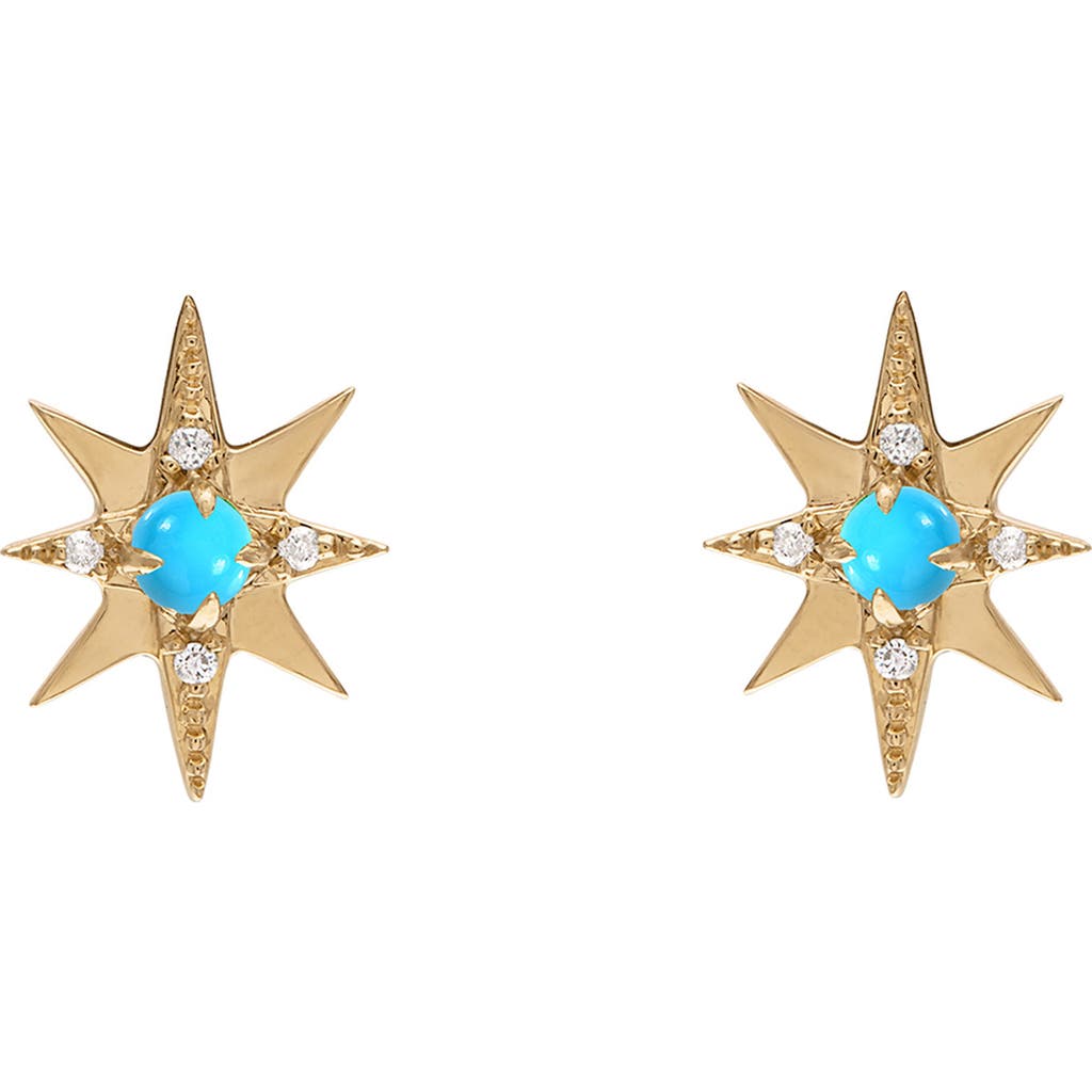 EDEN PRESLEY EDEN PRESLEY Turquoise & Diamond Small Starburst Stud Earrings