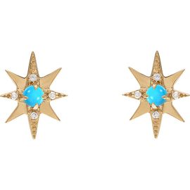 EDEN PRESLEY EDEN PRESLEY Turquoise & Diamond Small Starburst Stud Earrings