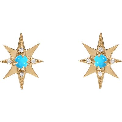 EDEN PRESLEY EDEN PRESLEY Turquoise & Diamond Small Starburst Stud Earrings