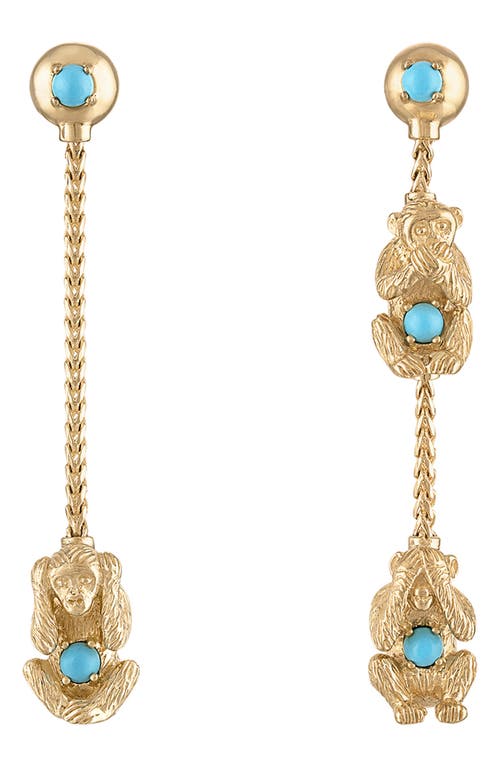 EDEN PRESLEY EDEN PRESLEY Wise Monkey Turquoise Drop Linear Earrings