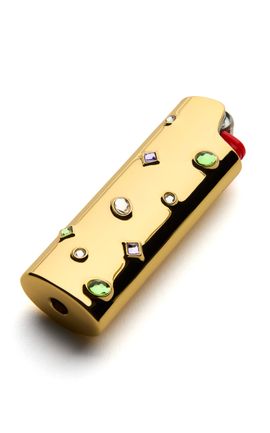 Edie Parker Edie Parker Little Gems Embellished Lighter Case Gold