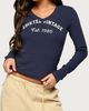 Edikted Edikted 1980 Vintage V Neck Top in Navy, Women's at Urban Outfitters - 1