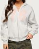 Edikted Edikted 76 Zip Up Hoodie in Light/Gray/Melange, Women's at Urban Outfitters - 1