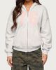 Edikted Edikted 76 Zip Up Hoodie in Light/Gray/Melange, Women's at Urban Outfitters - 4