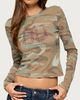 Edikted Edikted 80'S Edikted Long Sleeve Rhinestone Top in Olive, Women's at Urban Outfitters - 1