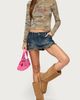 Edikted Edikted 80'S Edikted Long Sleeve Rhinestone Top in Olive, Women's at Urban Outfitters - 2